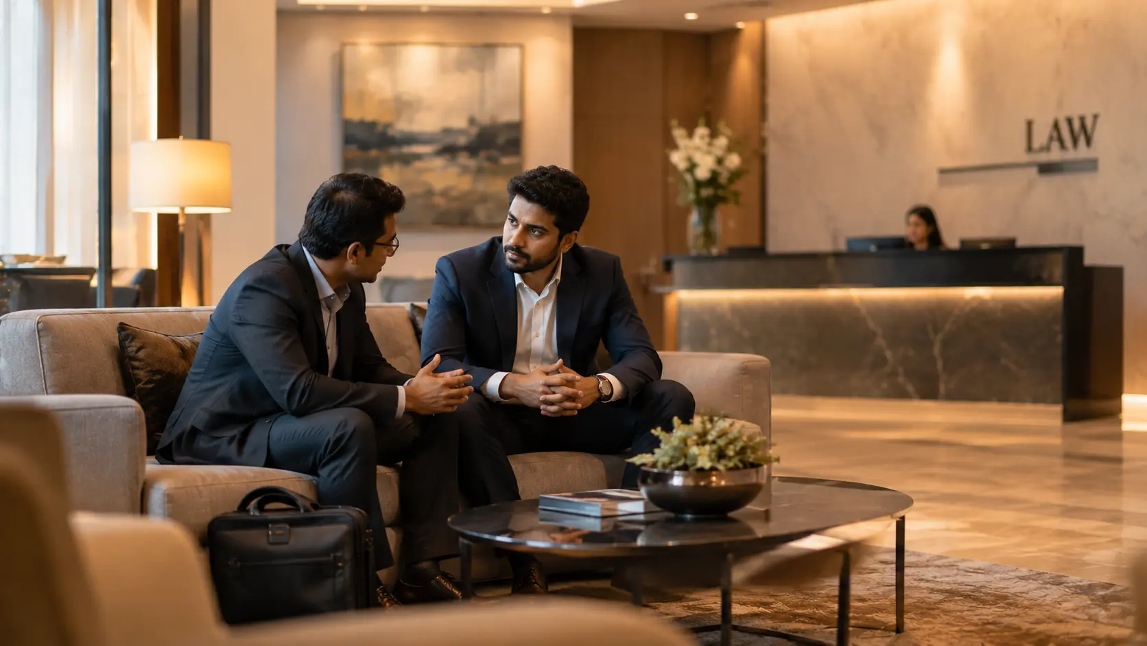 Two founders reviewing a cap table on a laptop in a meeting room
